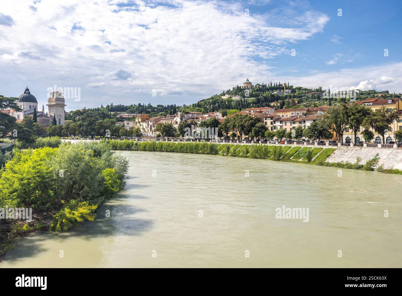 Verona town with flowing The Adige river, Italy, Europe Stock Photo - Alamy