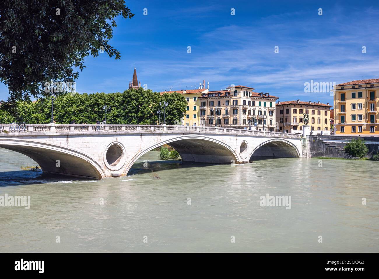 Verona town with flowing The Adige river, Italy, Europe Stock Photo - Alamy