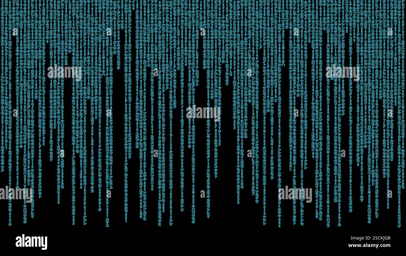 Matrix code, digital rain background, The falling blue characters in ...