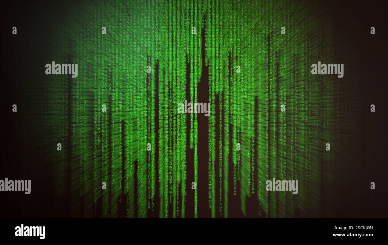 Matrix code, digital rain background, The falling green characters in ...