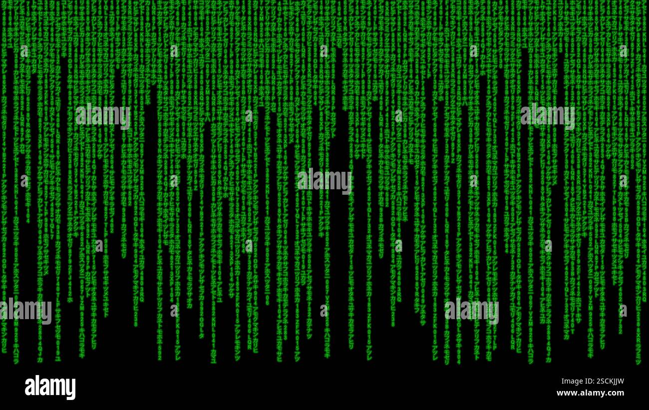Matrix code, digital rain background, The falling green characters in ...