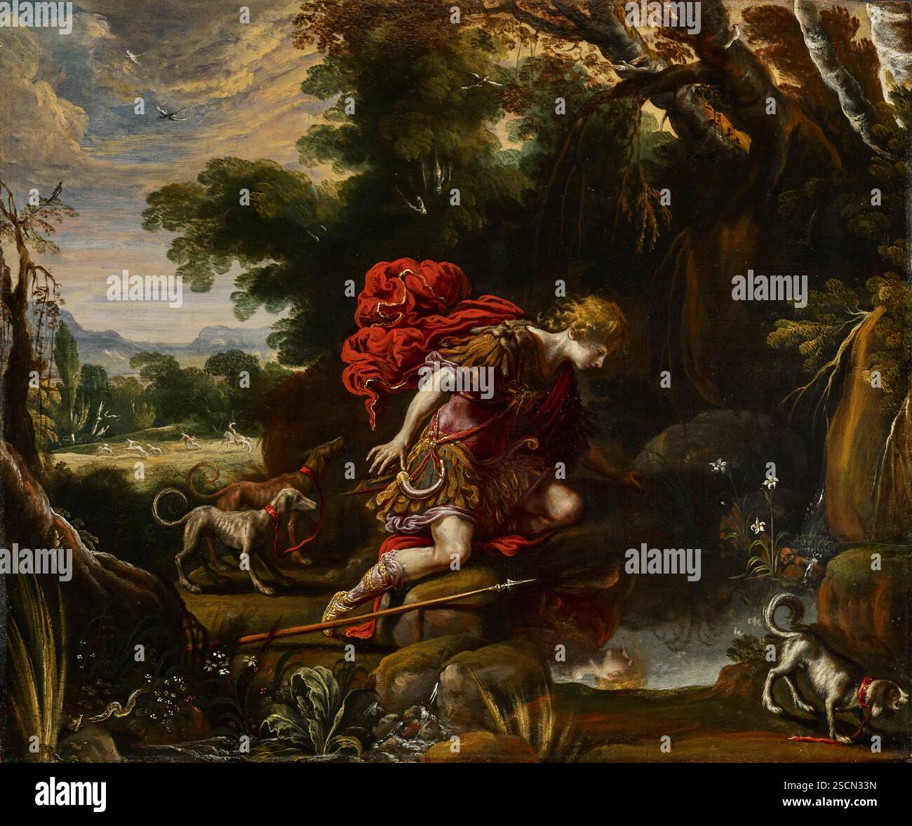 Narcissus, about 1630. Stock Photo