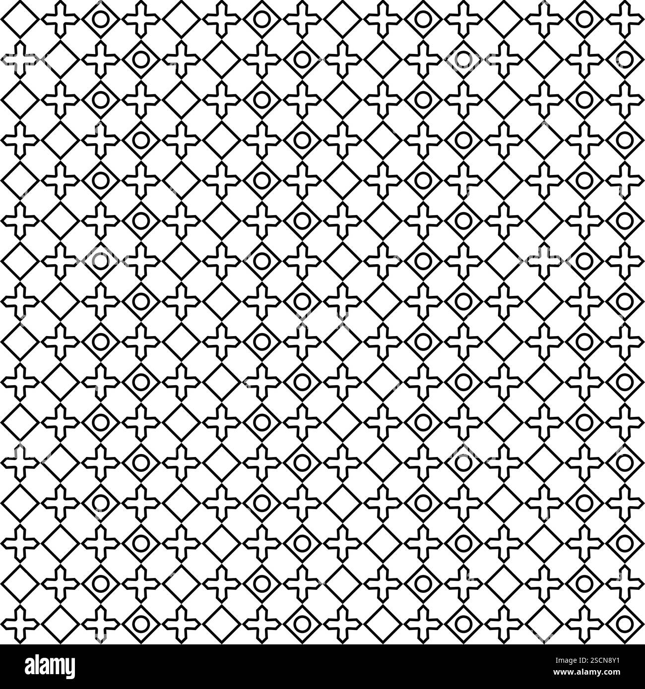 seamless pattern double star, circle and square shape outline style. vector illustration Stock Vector