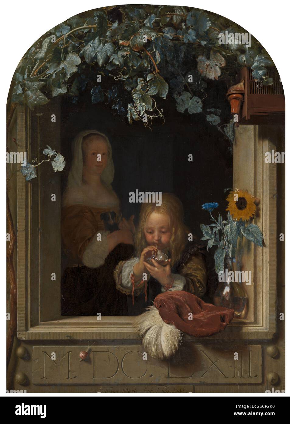 A Boy Blowing Bubbles, 1663. Stock Photo