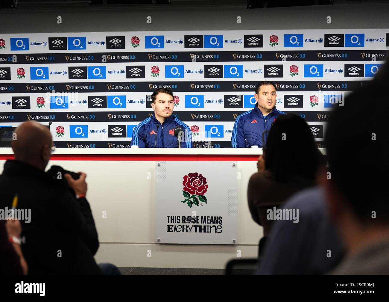 France's Antoine Dupont during a press conference at the Allianz