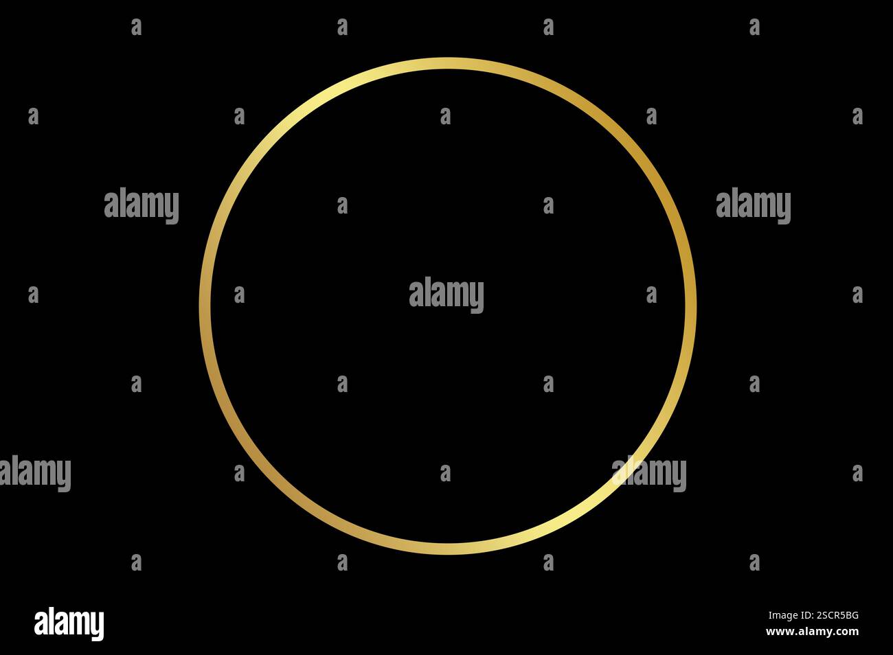 Gold circle frame bokeh on black background Stock Photo