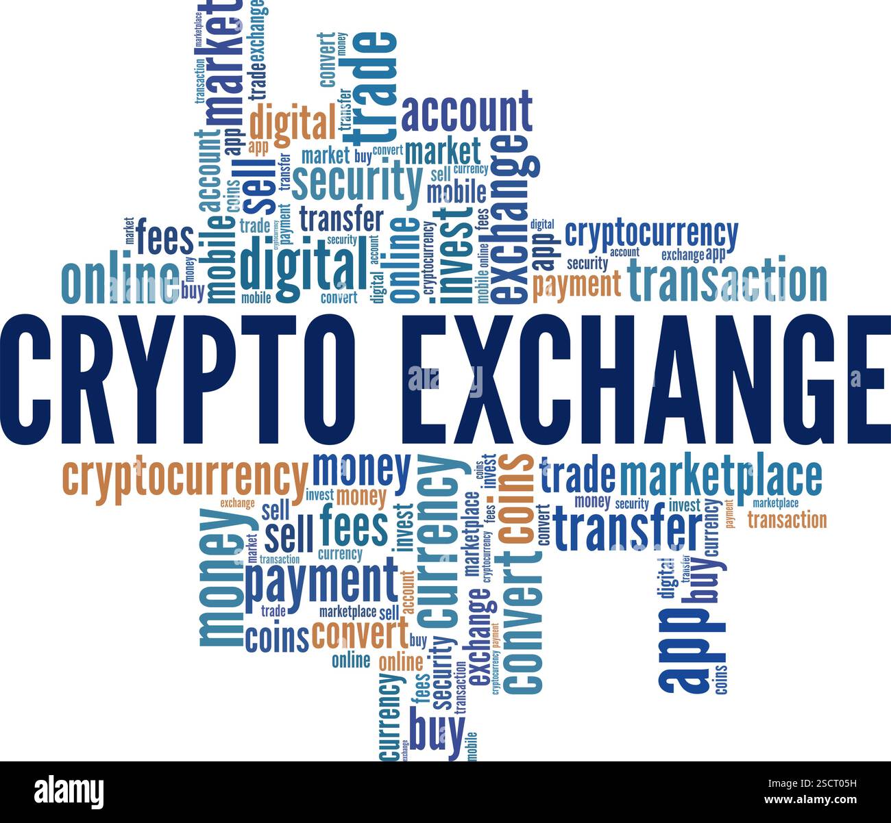 Crypto Exchange word cloud conceptual design isolated on white background. Stock Vector