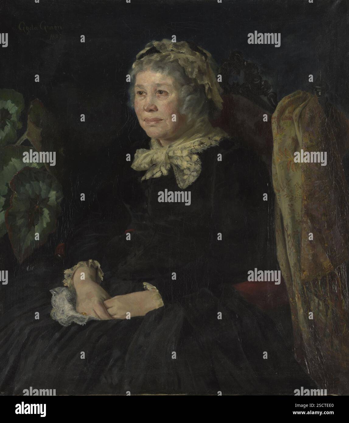 Painting old seated woman hi-res stock photography and images - Alamy