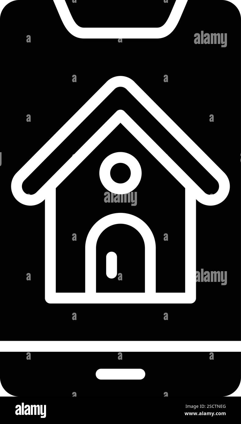Illustration mobile house icon Black and White Stock Photos & Images ...