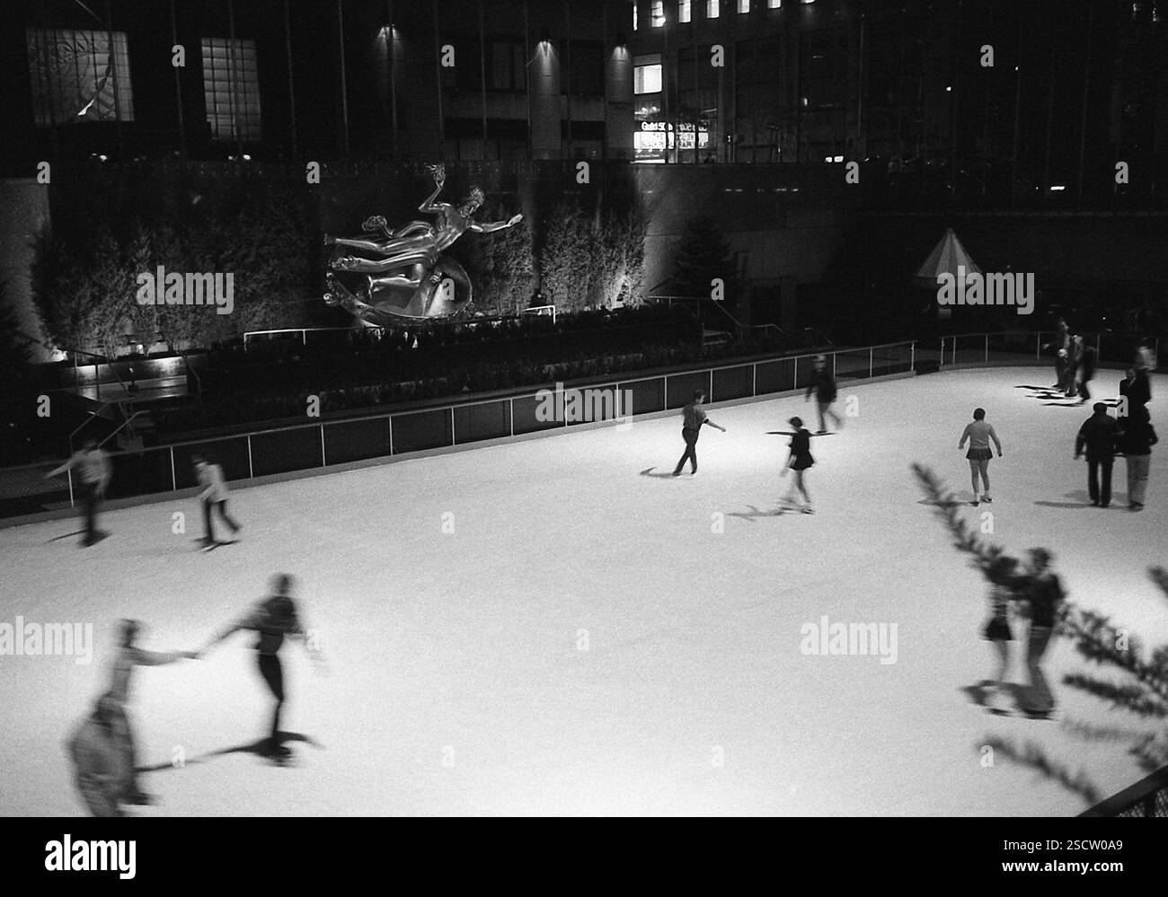 Lower Center Rockefeller New York: Lower Plaza of the Rockefeller Center with ice-skating rink ...