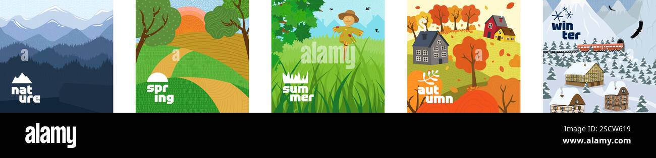 Winter forest scene featuring Stock Vector Images - Alamy