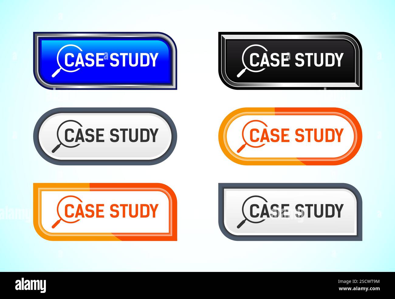 Case study button design illustration, research analysis, Suitable for mobile app, and website Stock Vector