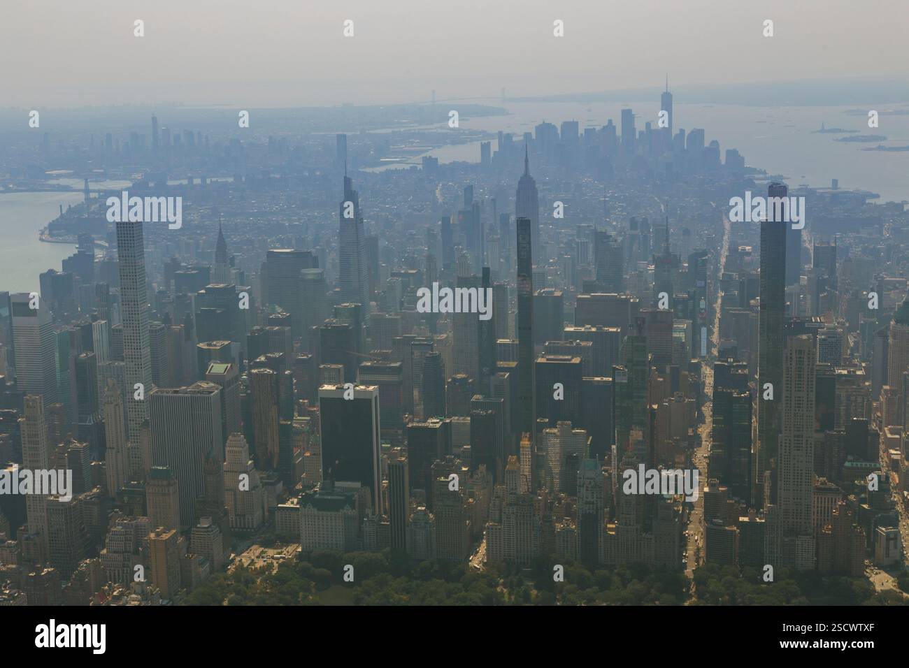 Helicopter aerial view of New York City Stock Photo - Alamy