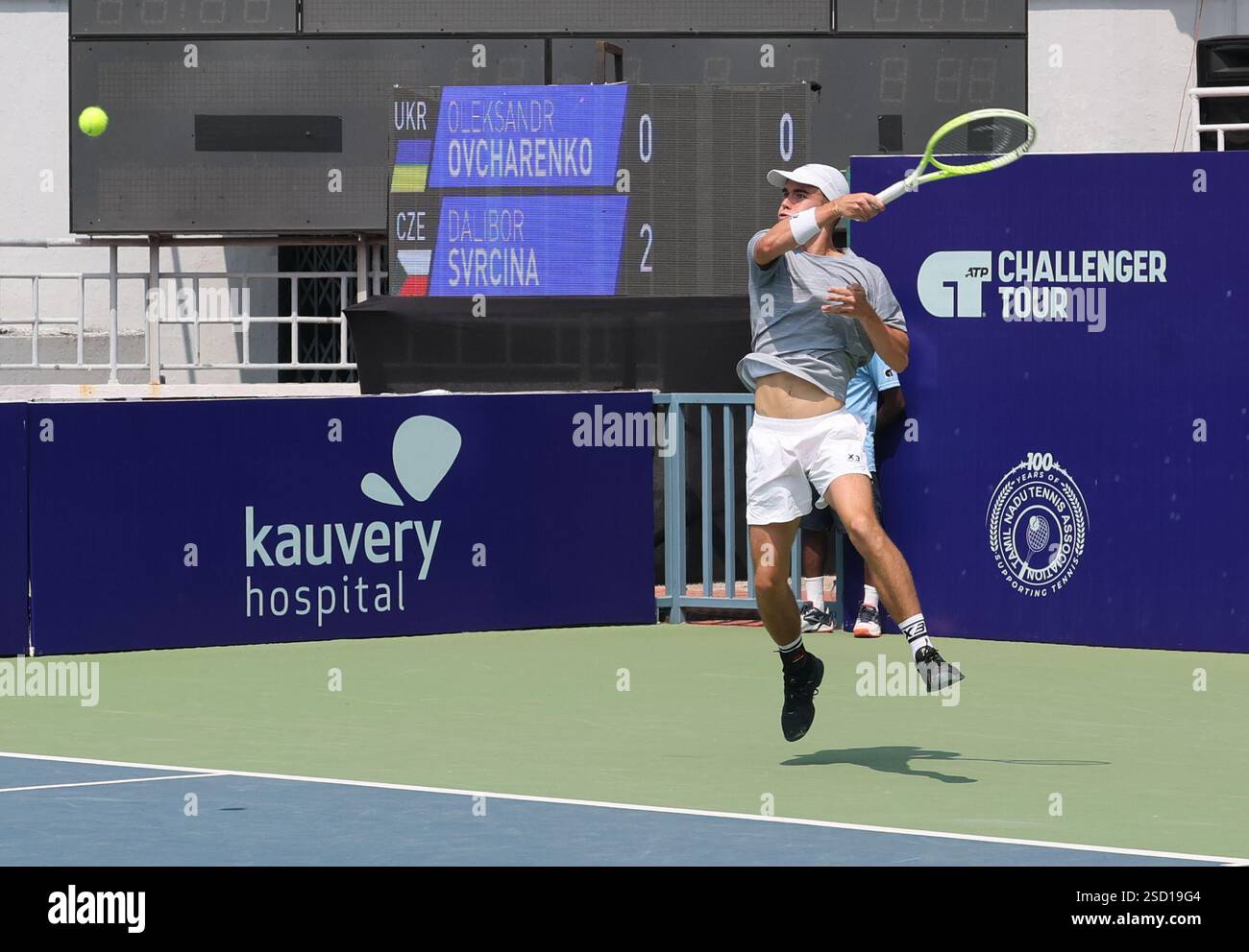 Chennai, Tamil Nadu, INDIA. 7th Feb, 2025. Chennai Open 2025: .Oleksandr OVCHARENKO (UKR).vs.Dalibor SVRCINA (CZE).Dalibor SVRCINA (CZE).In action (Credit Image: © Seshadri Sukumar/ZUMA Press Wire) EDITORIAL USAGE ONLY! Not for Commercial USAGE! Stock Photo