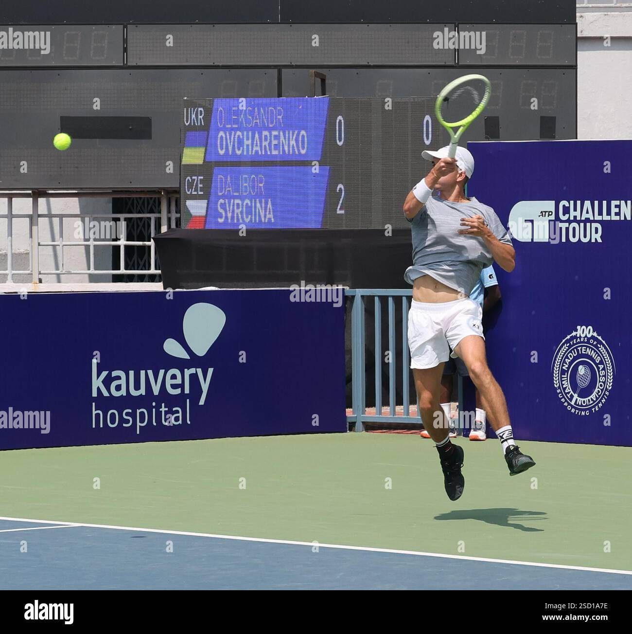Chennai, Tamil Nadu, INDIA. 7th Feb, 2025. Chennai Open 2025: .Oleksandr OVCHARENKO (UKR).vs.Dalibor SVRCINA (CZE).Dalibor SVRCINA (CZE).In action (Credit Image: © Seshadri Sukumar/ZUMA Press Wire) EDITORIAL USAGE ONLY! Not for Commercial USAGE! Stock Photo