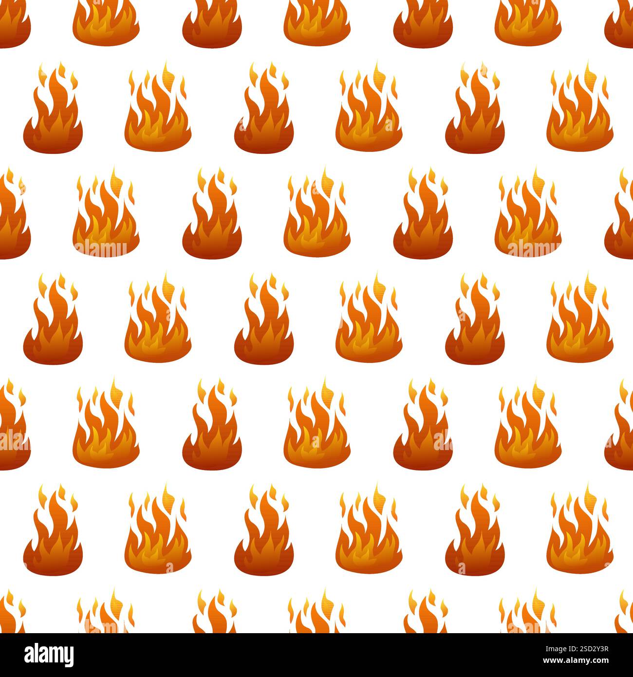 Seamless pattern with fire flame on white background. Vector illustration. Stock Vector