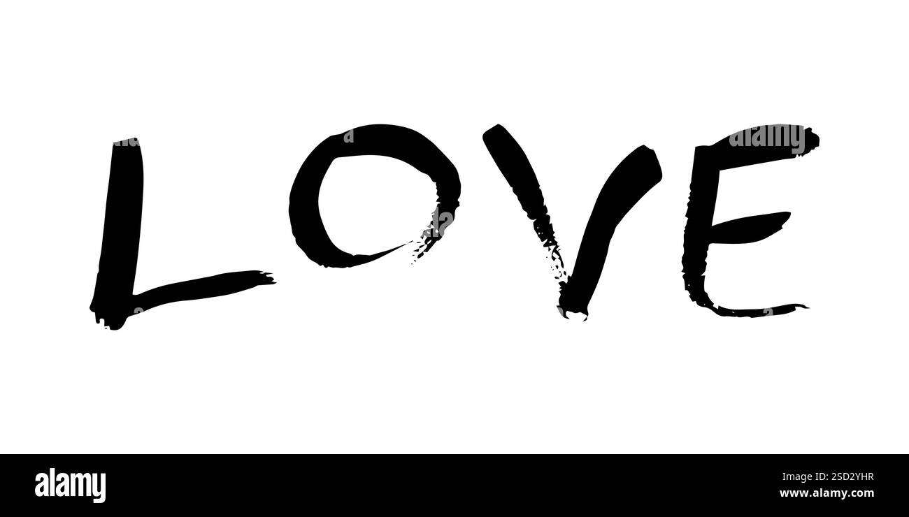 Lettering Love. Handwritten black inscription Love on a white background. Vector illustration Stock Vector