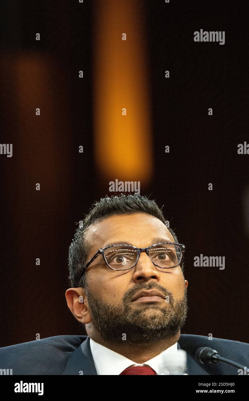 The Senate Intelligence Committee examines the nomination of Kashyap Patel for Director of the Federal Bureau of Investigation. Stock Photo