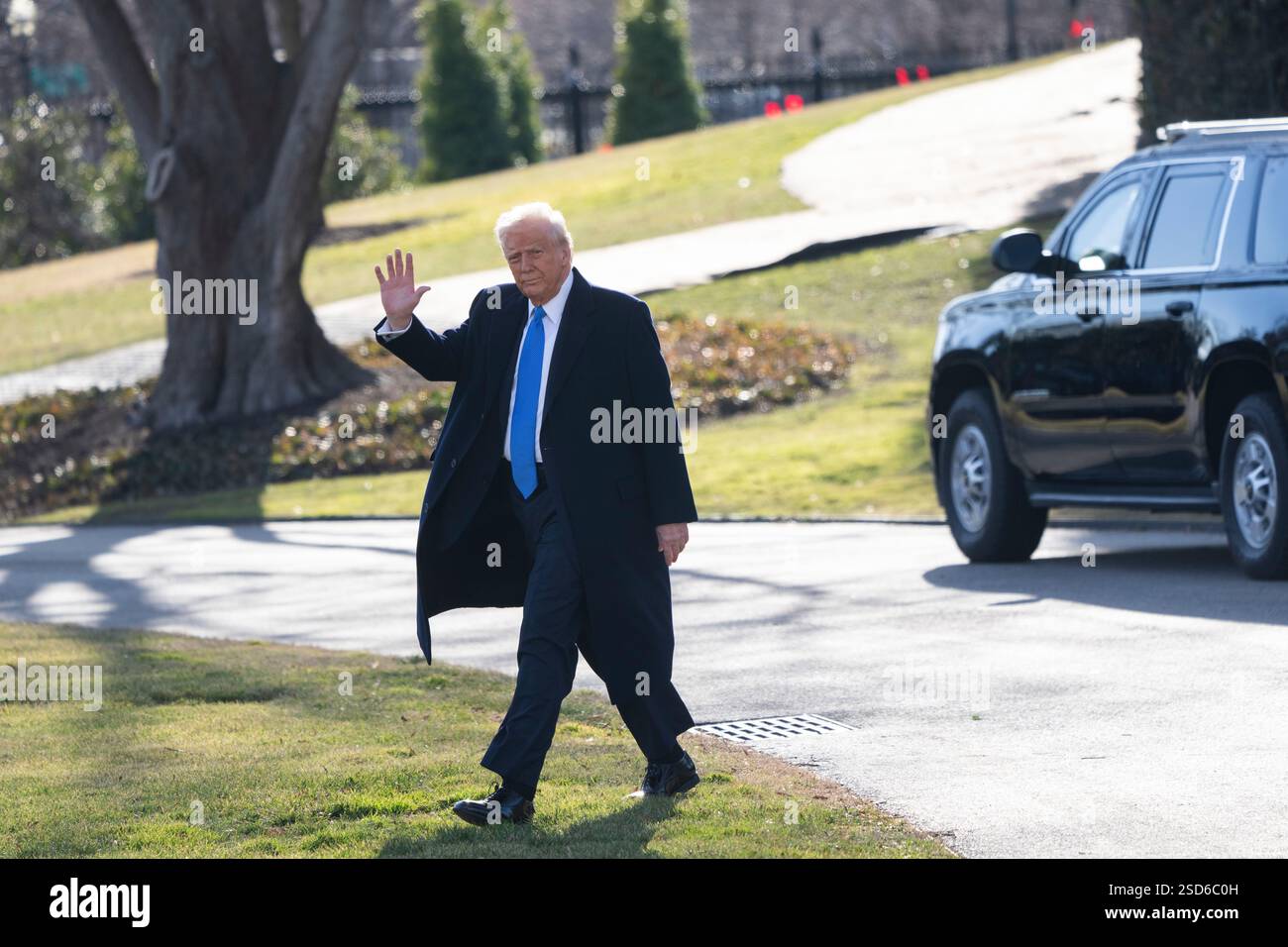 United States President Donald J Trump departs the White House in ...