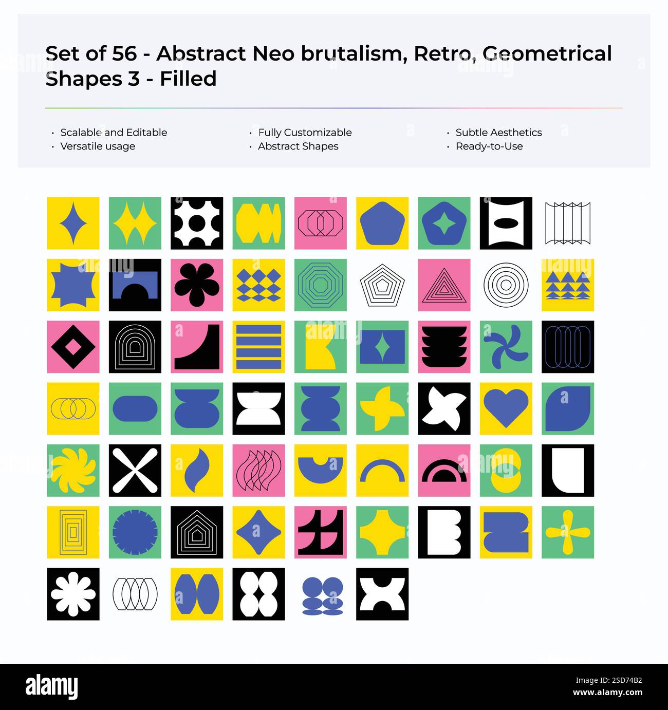 Abstract Retro Geometric Shapes with Stars, Flowers & Light Sparks ...