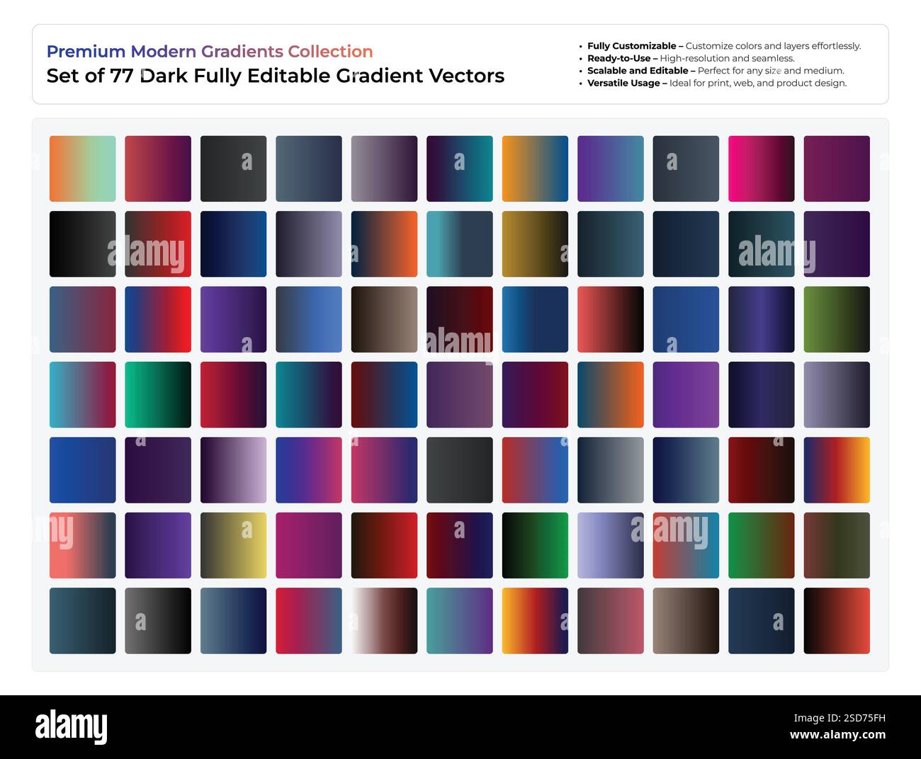 Set of 77 Dark Fully Editable Gradient Vectors Stock Vector Image & Art ...
