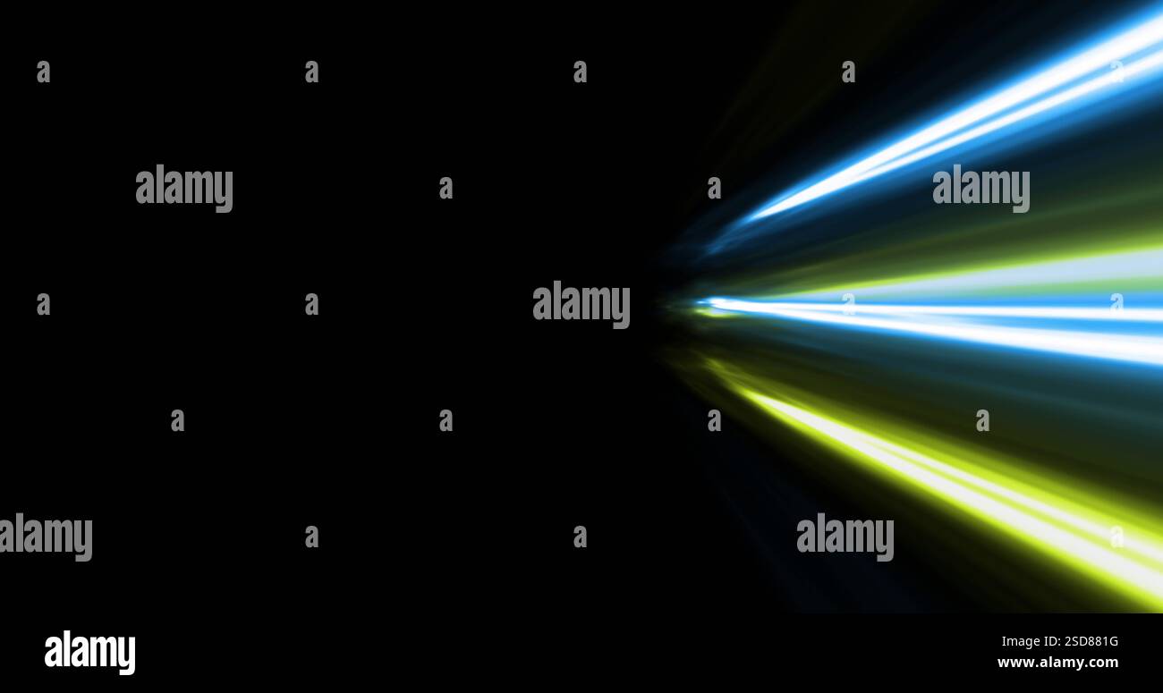 Abstract light streaks creating dynamic motion effect on black background Stock Photo