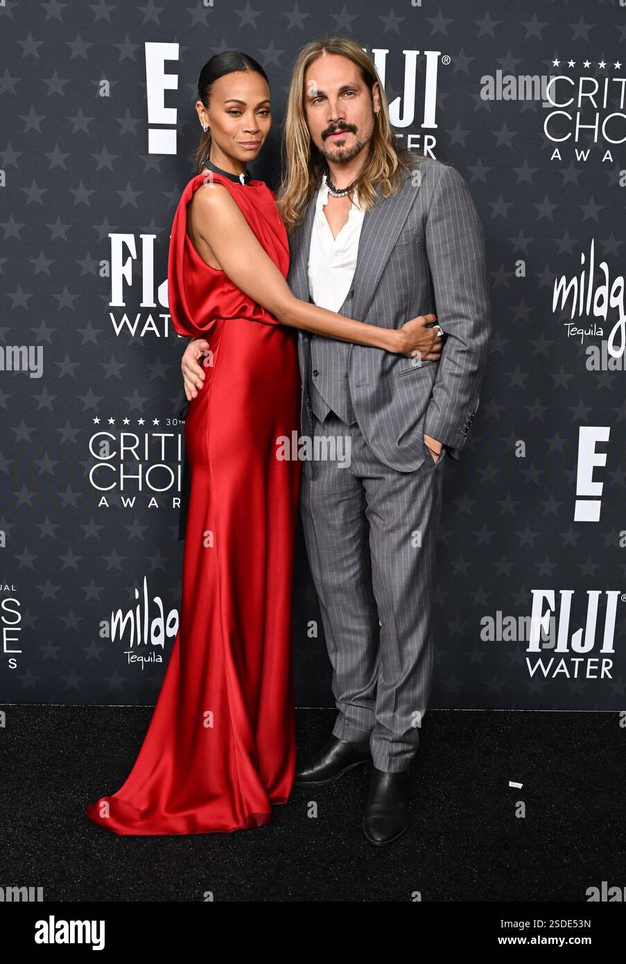 Santa Monica, USA. 07th Feb, 2025. Zoe Saldana and Marco Perego ...