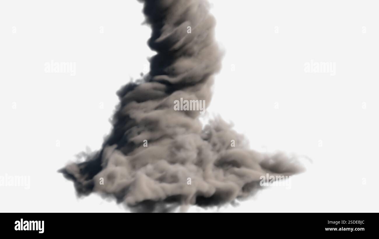3D render of huge tornado. 3D illustration of tornado isolated on white background. Stock Photo