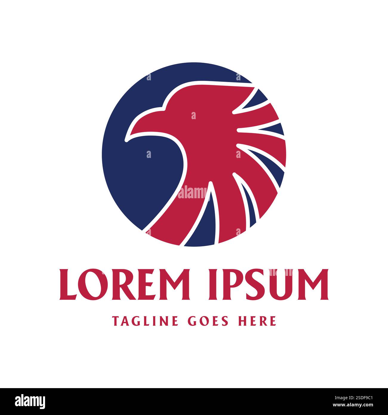 Circular Simple Minimalist American Eagle Hawk Falcon Head Logo Design Vector Stock Vector
