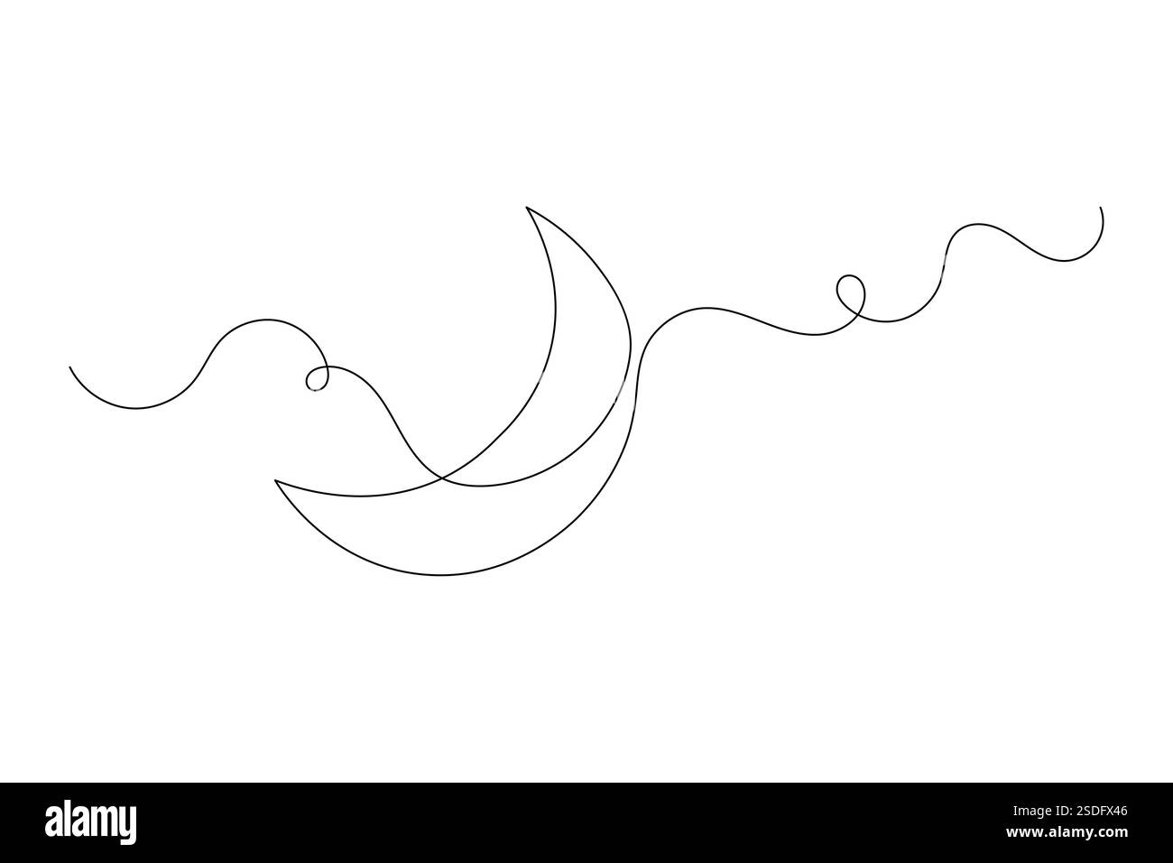 Moon continuous one line drawing and minimalist style isolated outline ...