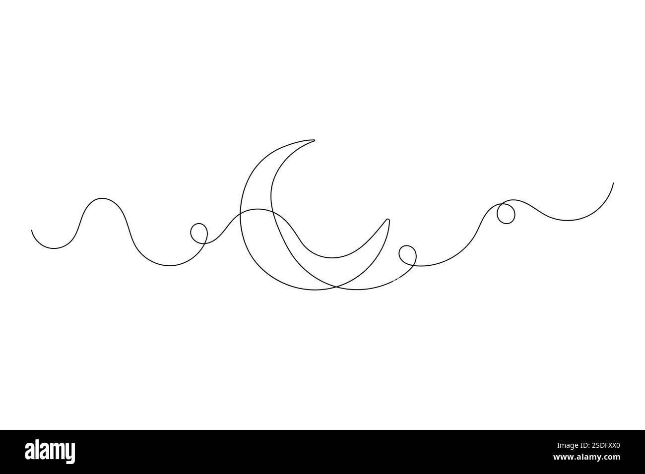Moon continuous one line drawing and minimalist style isolated outline ...
