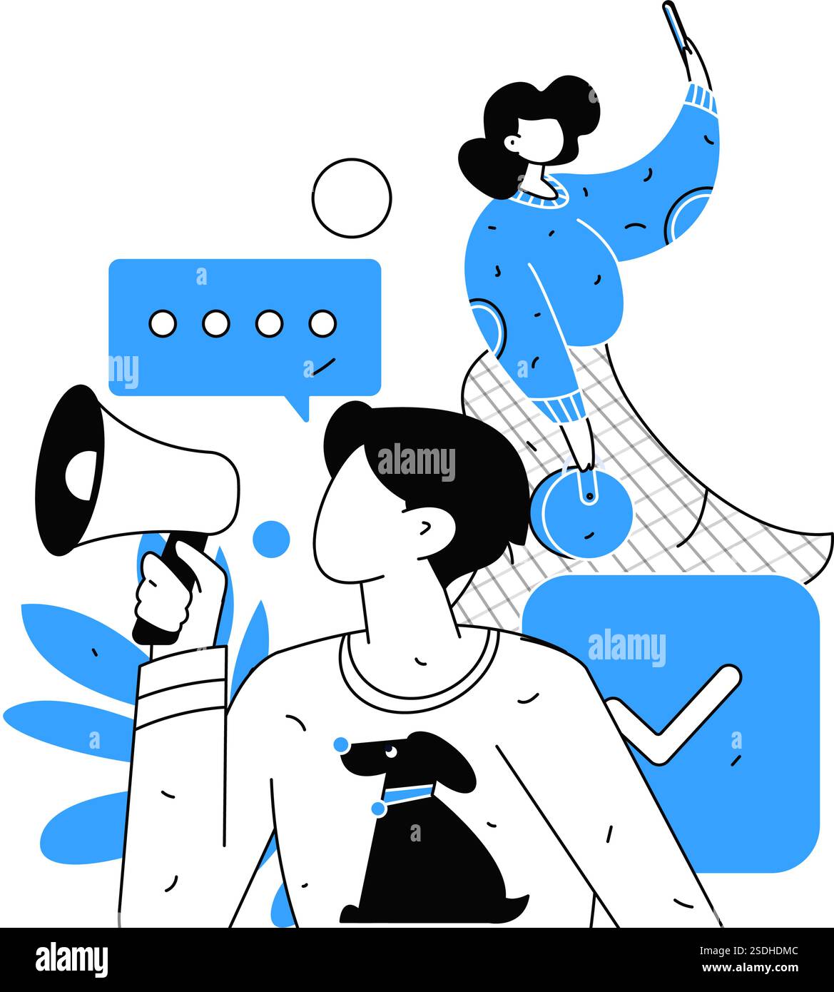 Notic Drawings Notification announcement vector creative flat hand drawn illustration ...