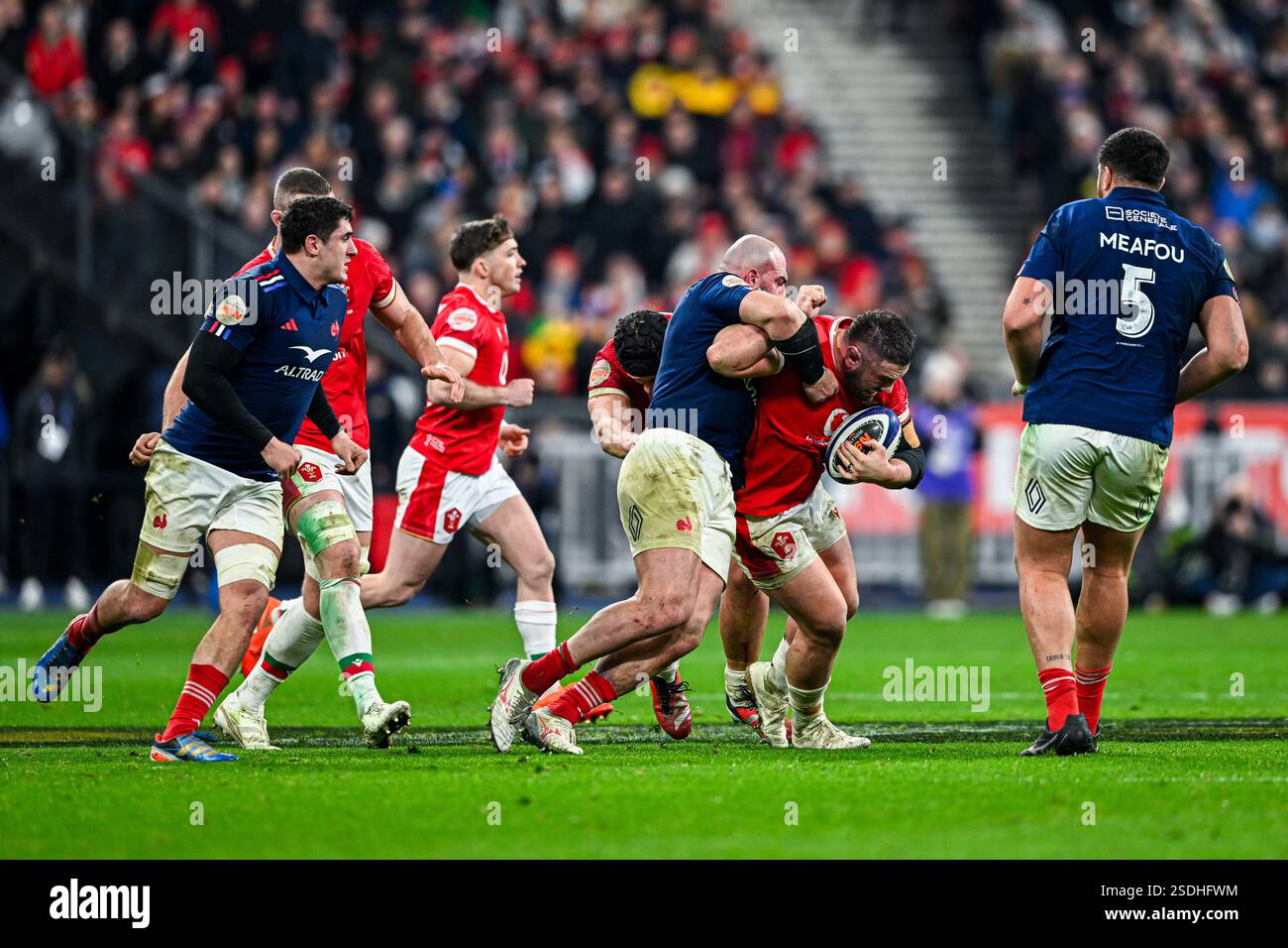 Players during the 6 or Six Nations Championship rugby match France VS