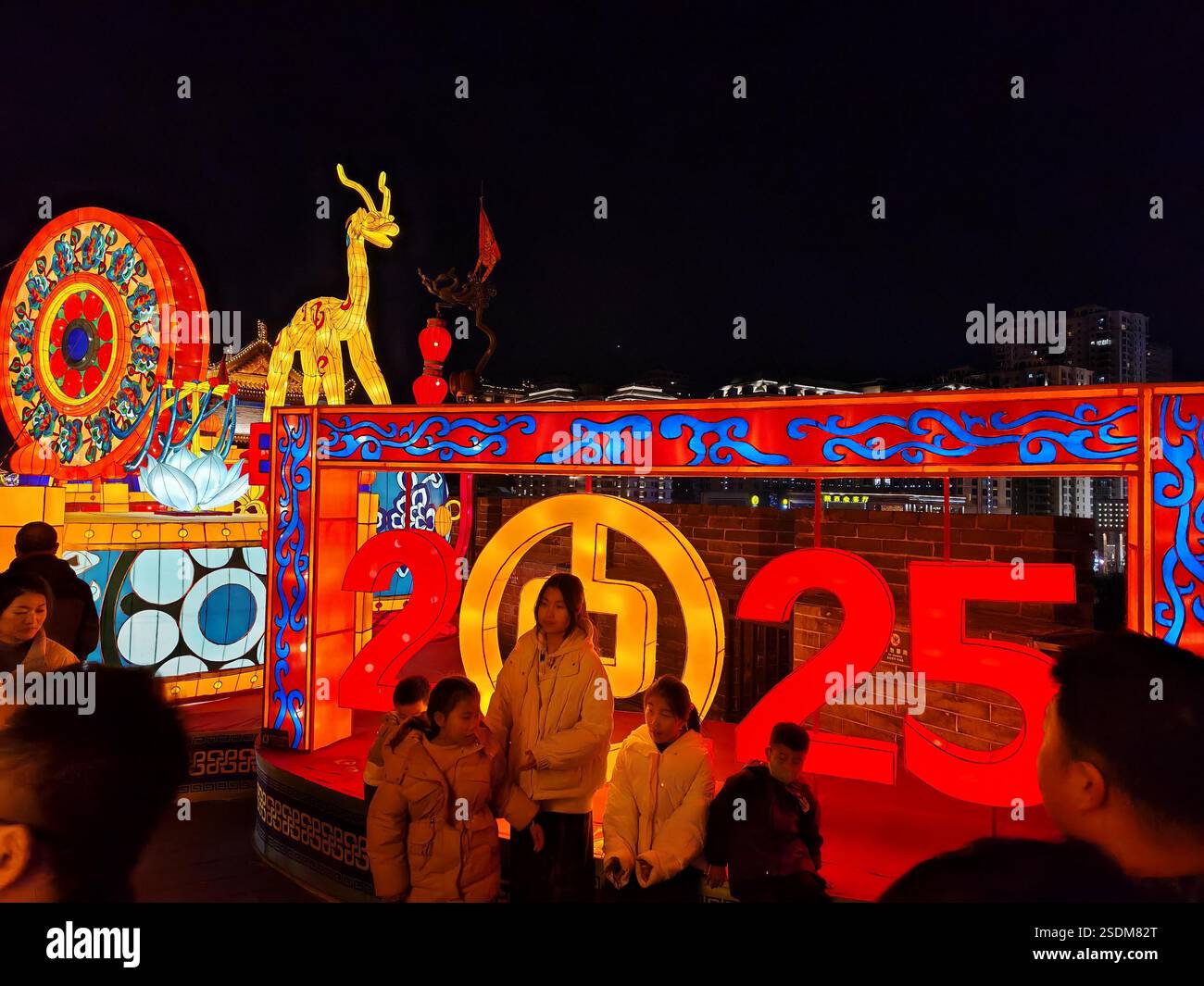 People visit the Xi'an City Wall Lantern Festival in Xi'an City ...