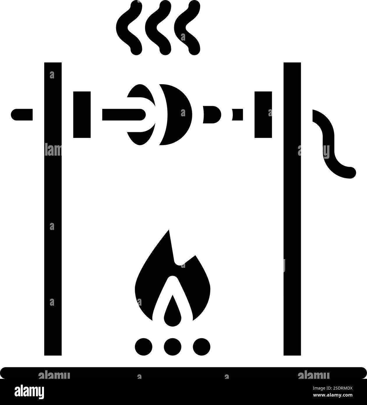 Medieval fire roasting Vector Icon Design Illustration Stock Vector