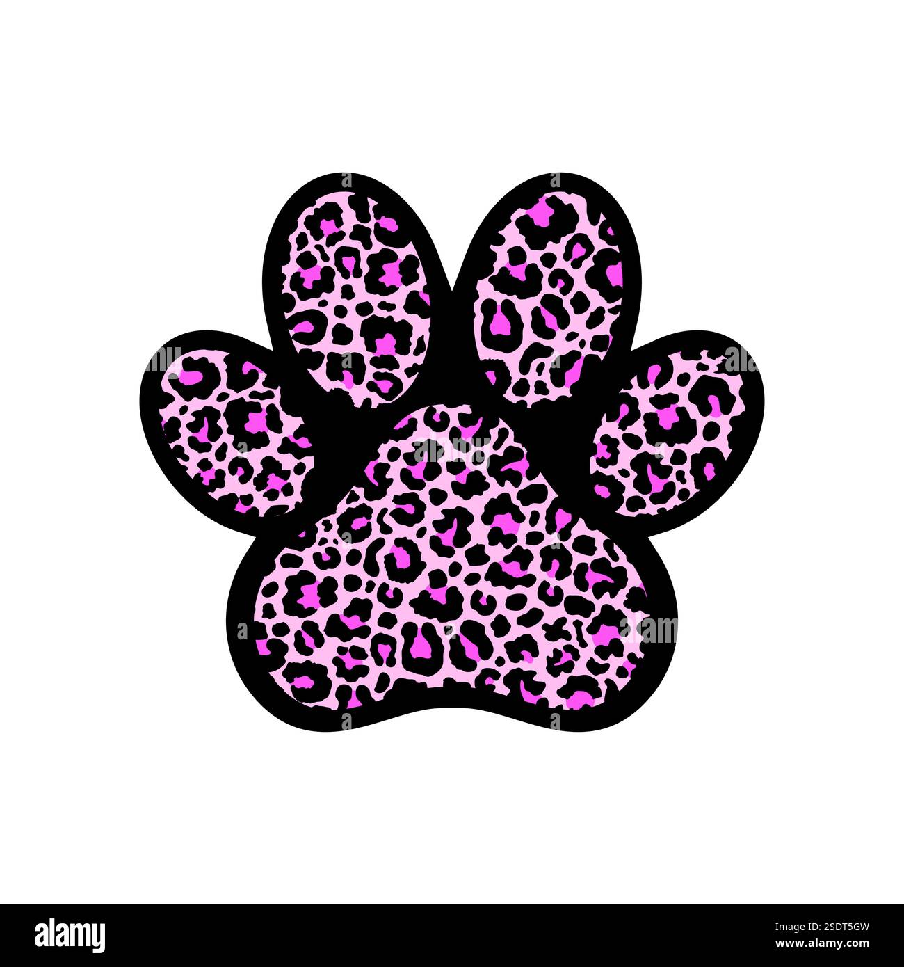 Paw print filled with leopard pattern. Stock Vector