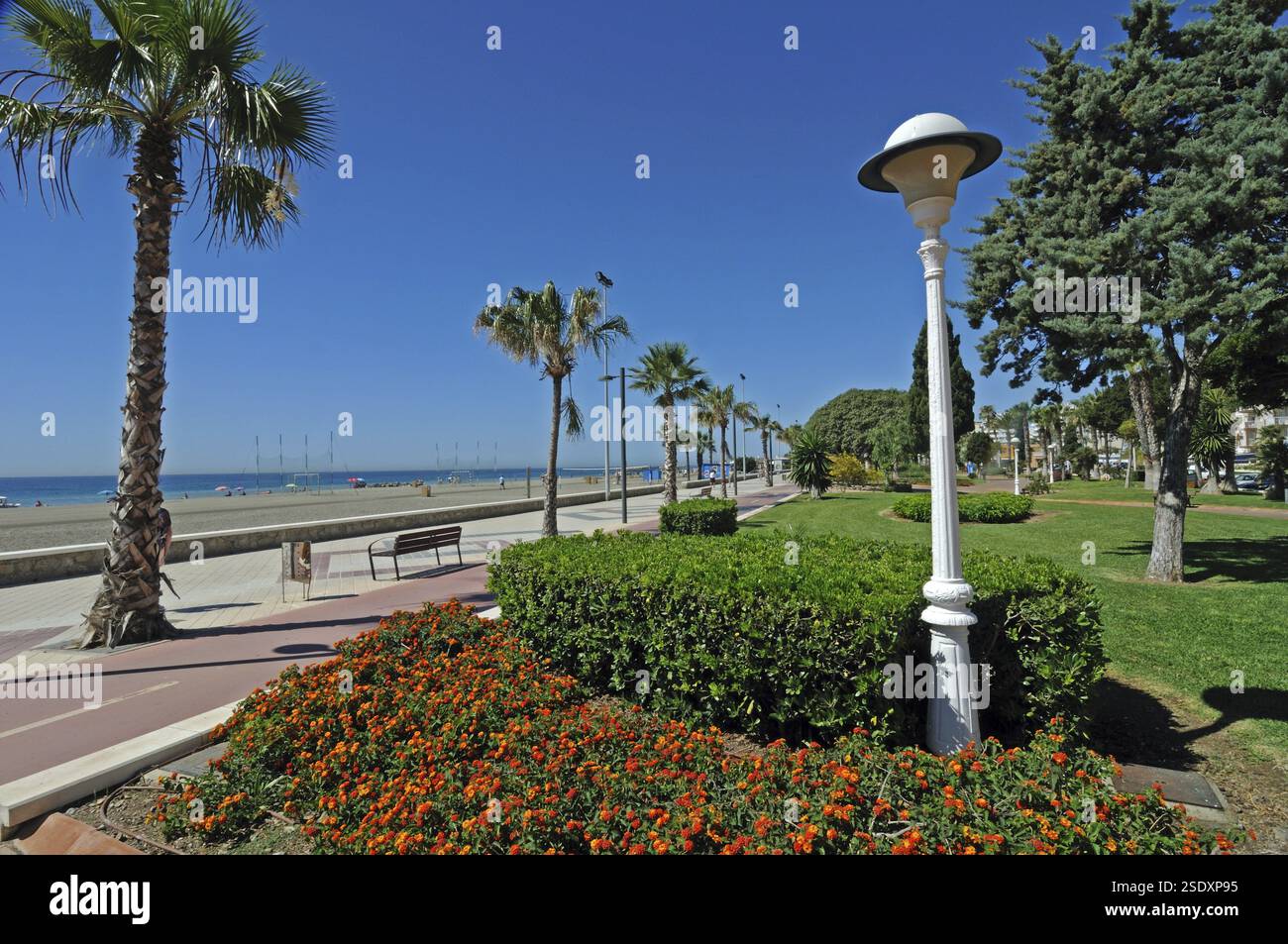 Spain, Andalusia, Torre del Mar, Beach, Promenade, Europe Stock Photo ...