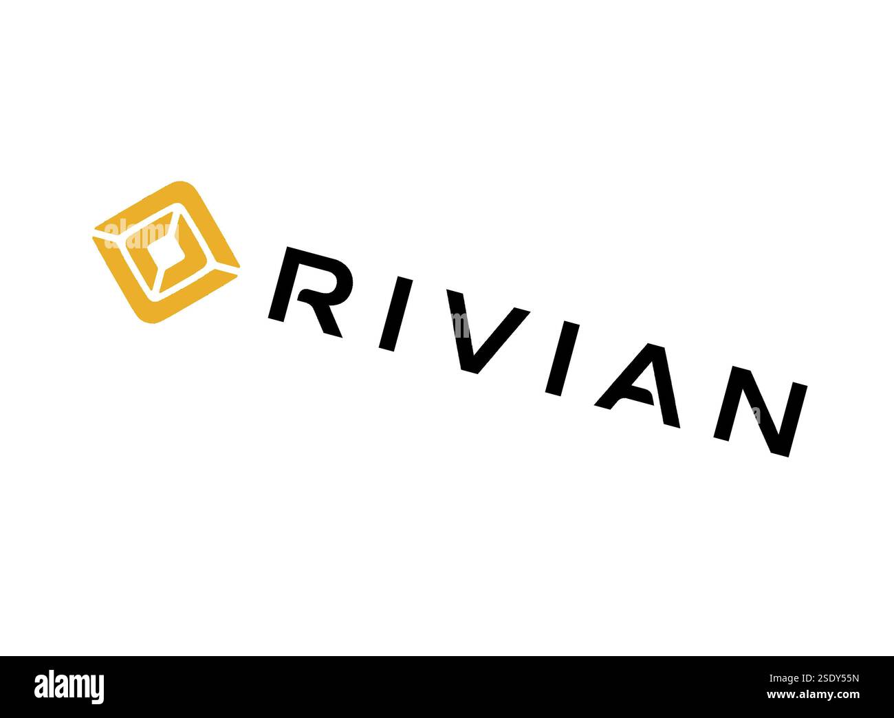 Rotated to right, Rivian Symbol, Car, Logo Stock Photo