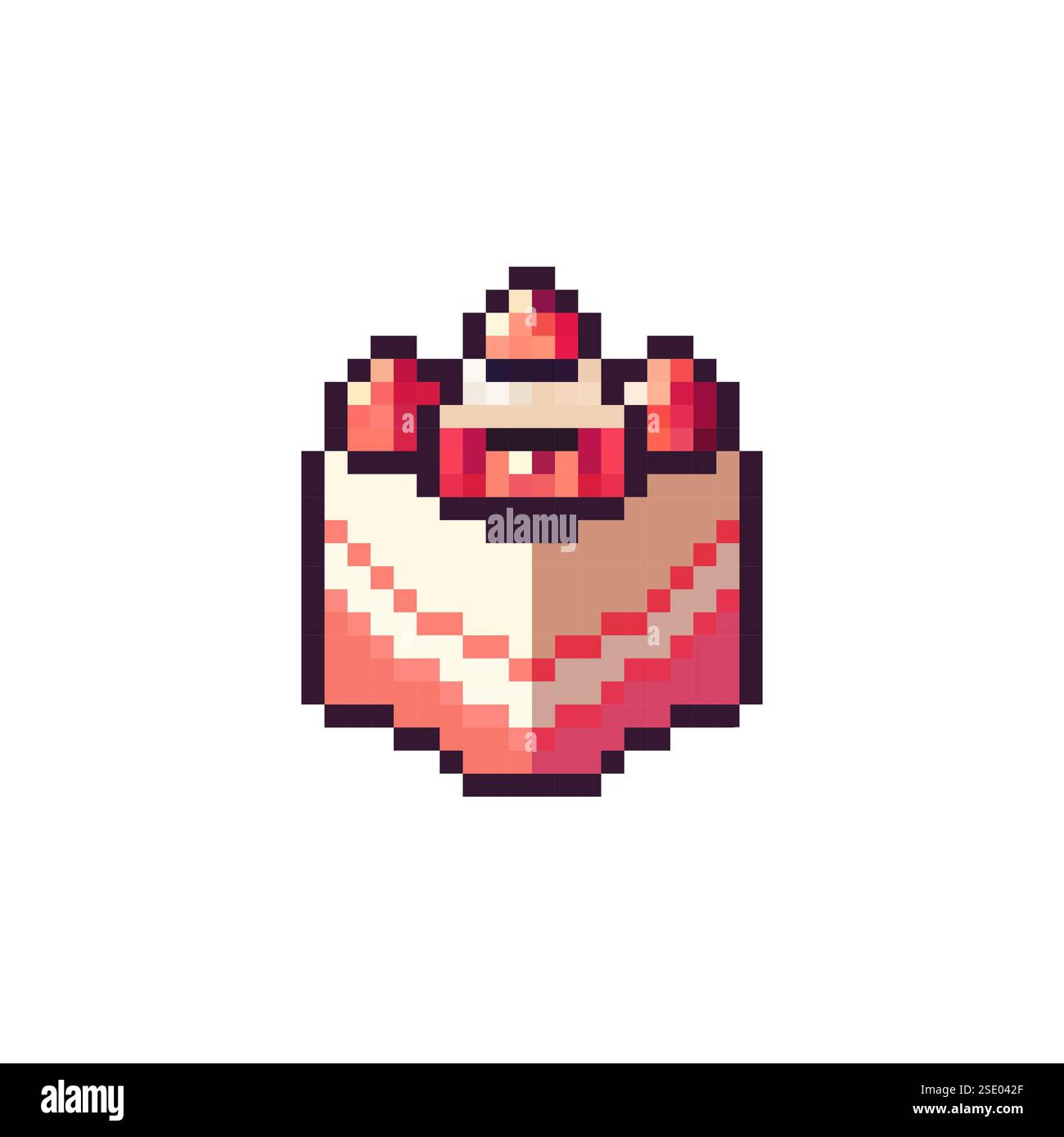 Pixel dessert vector. Cartoon sweet cake logo vector. Cake in 80 s ...