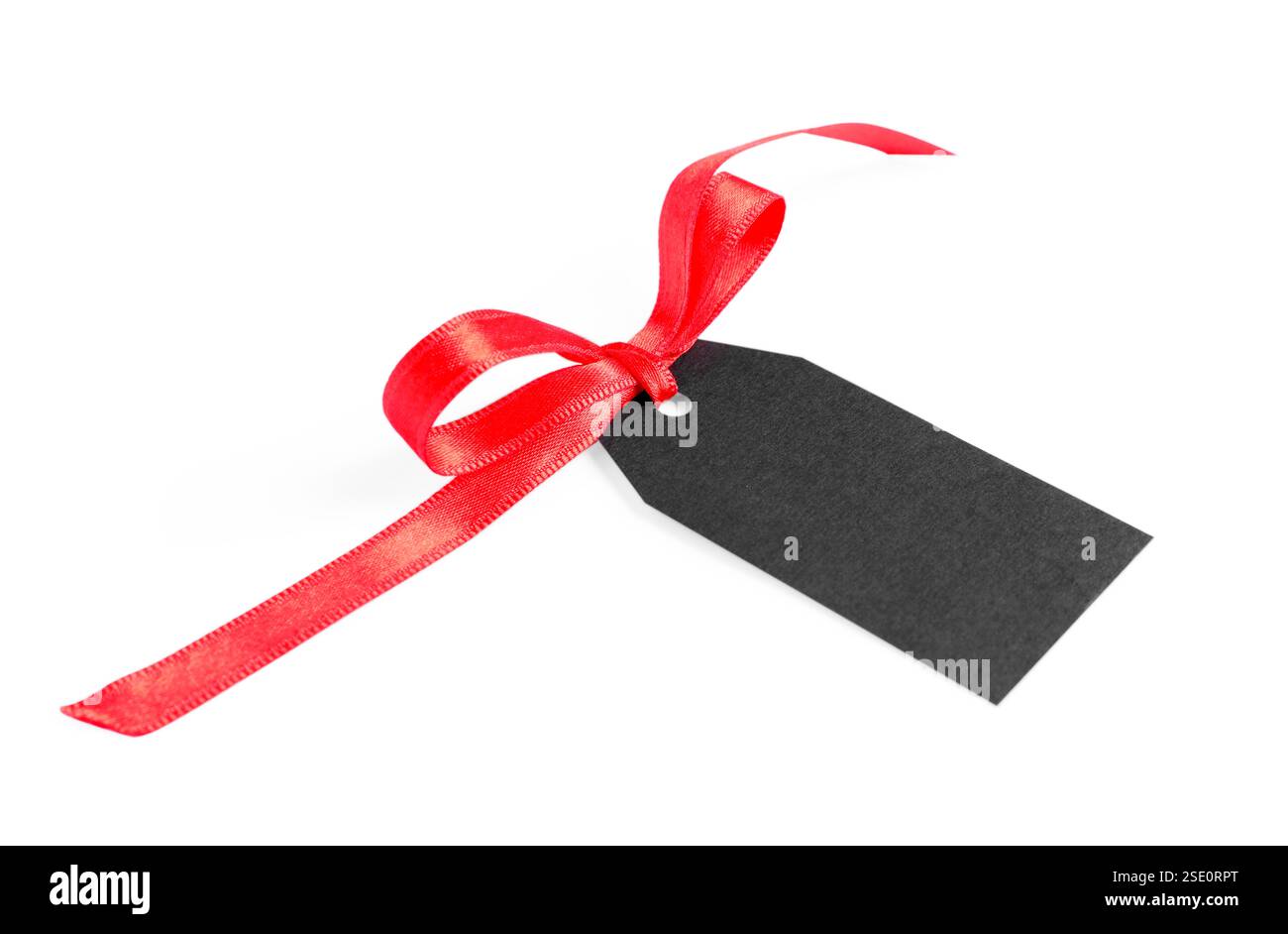 Plain Ribbon Tag Blank tag with ribbon bow isolated on white Stock Photo - Alamy