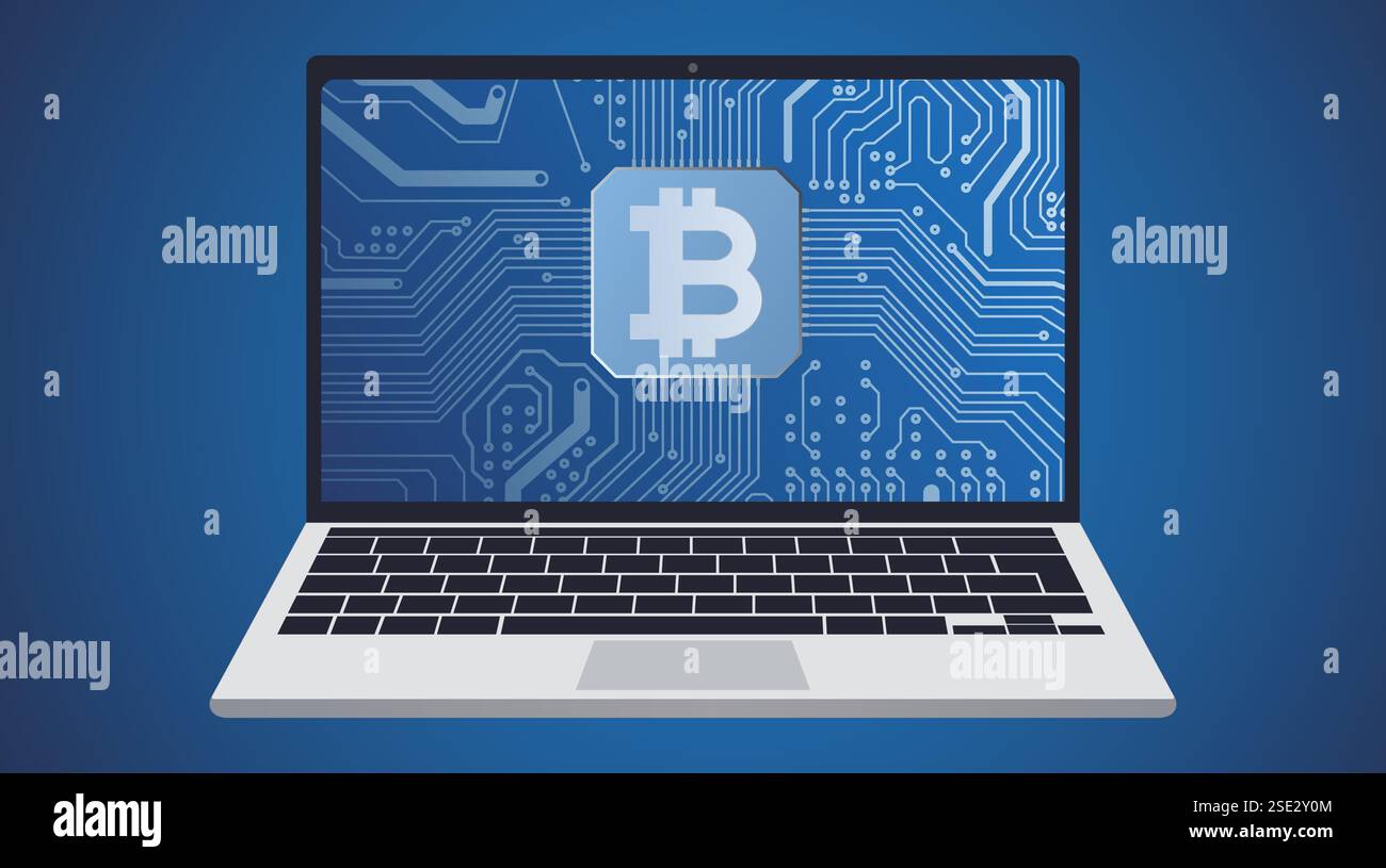 Digital currency Bitcoin concept illustration Stock Vector