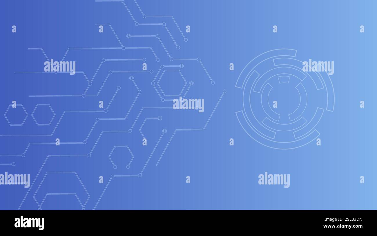 Abstract circuit board lines and circular patterns create a technological image Stock Vector