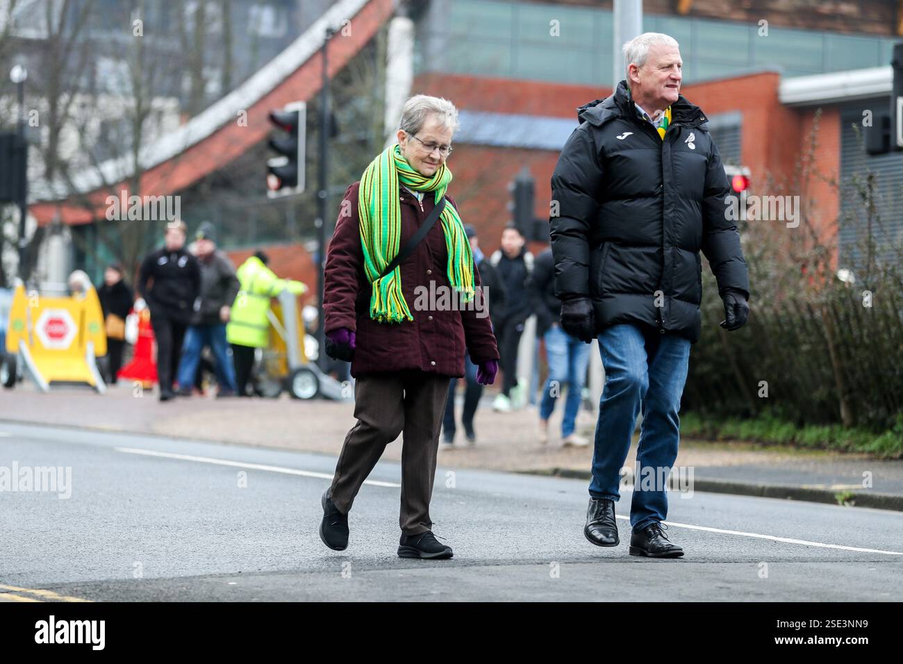 Norwich, UK. 08th Feb, 2025. Norwich City fans arrive at Carrow Road ...