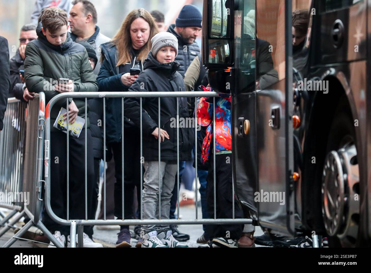 Derby County fans wait for player arrivals prior to the Sky Bet ...