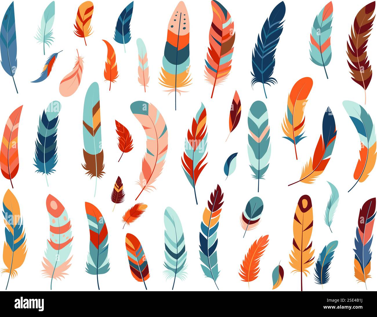 bird feathers multicolored set isolated, vector Stock Vector Image ...