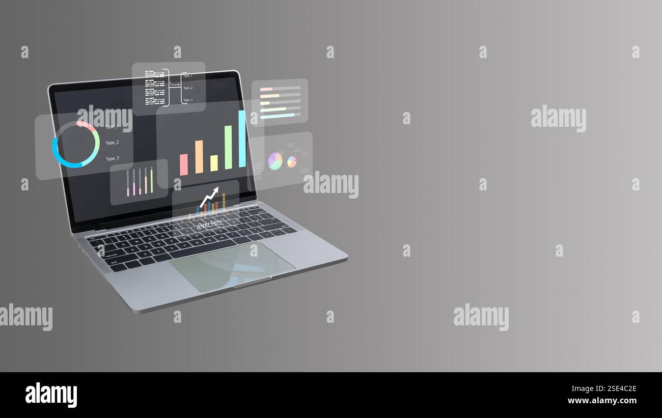 Data and management analysis system with KPIs and indicators connected ...
