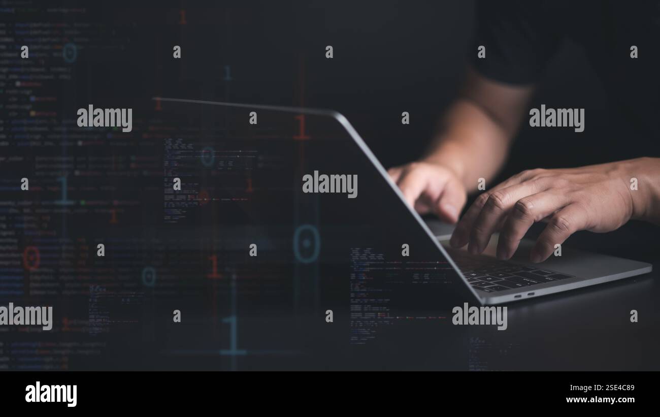 Cyber security and data protection on internet, Password protected system and storage, Cybersecurity technology, Person touching virtual shield, Secur Stock Photo