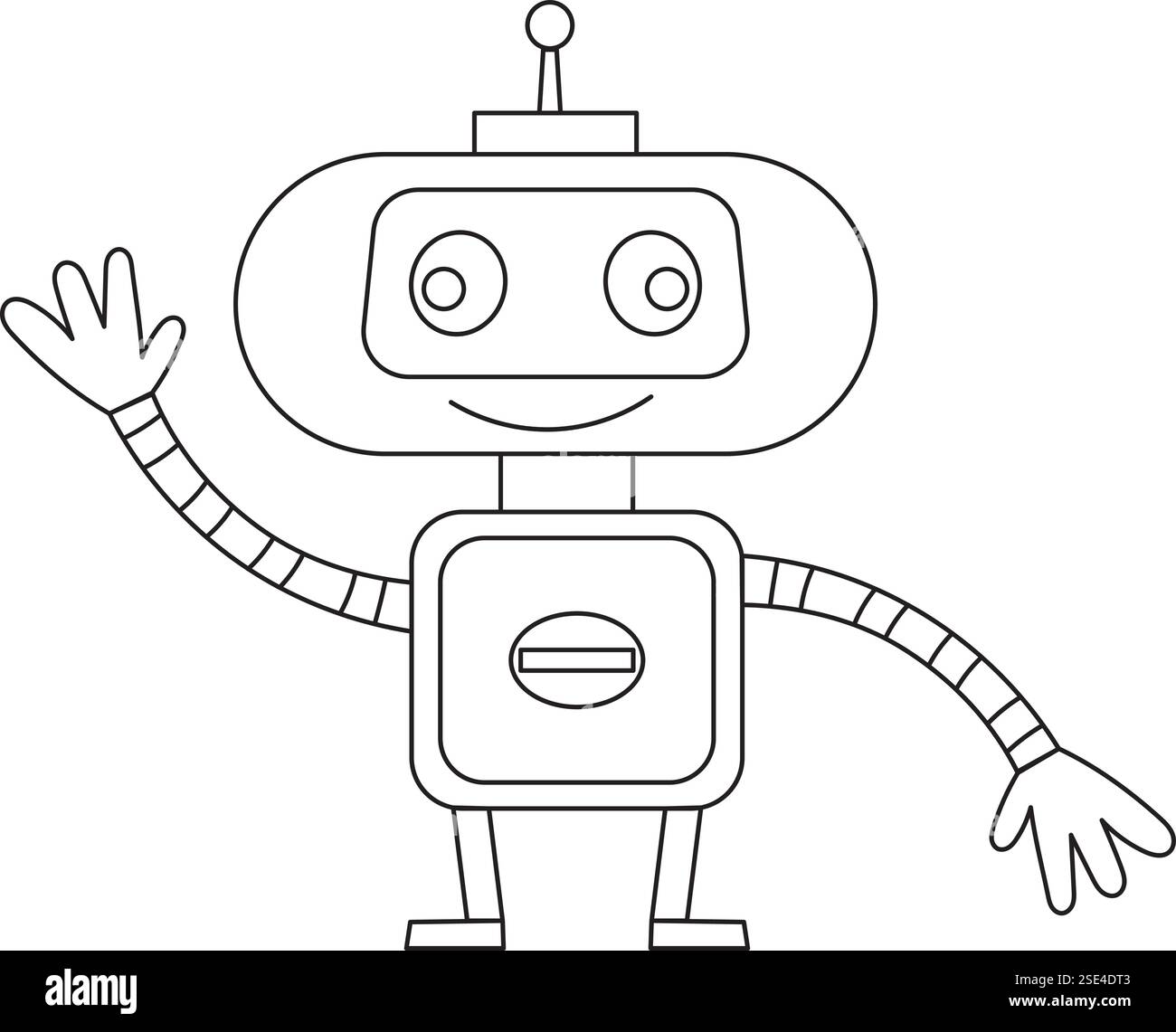 coloring book robot, android cartoon in doodle style Stock Vector