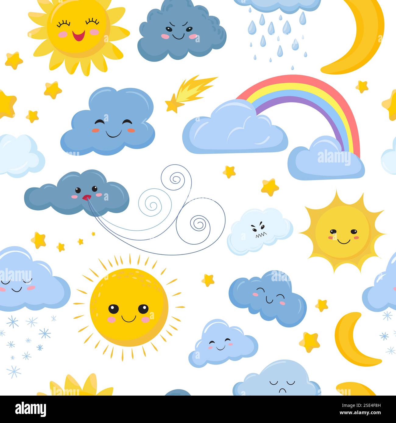 seamless background with sun and clouds vector Stock Vector Image & Art ...