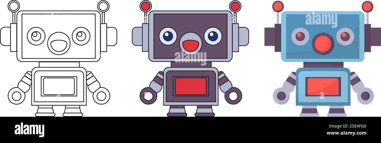 robot coloring book isolated vector Stock Vector